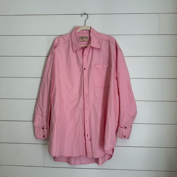 NWOT FREE PEOPLE We The Free Freddie Shirt Button Down Fairy Tale Pink XS/S - Picture 14 of 16